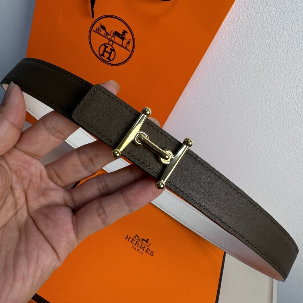 H**me5 H Infini Belt Buckle And Reversible Leather Strap 24Mm Gold Orange H011744Ud26