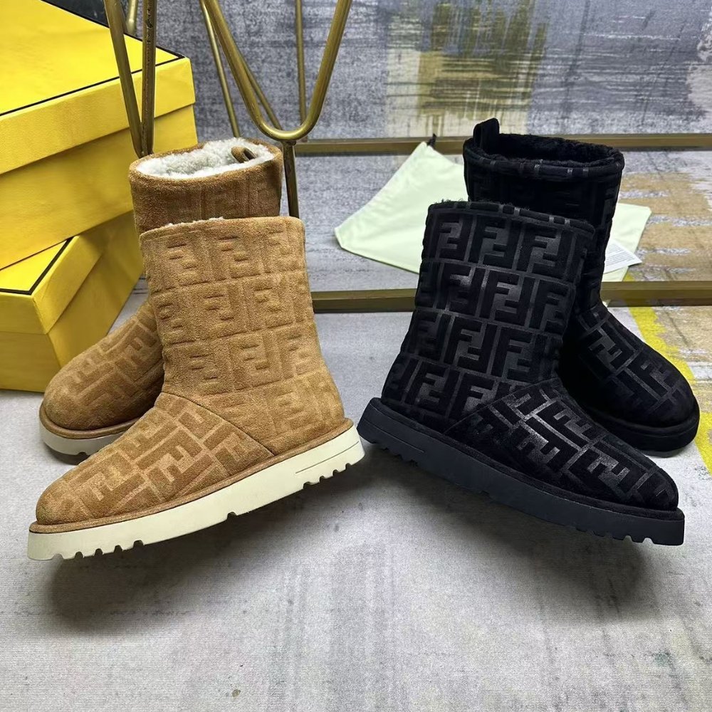 F**di Apres Chic Brown Ff Chamois Low Boots 8T8606Asa1F0C23