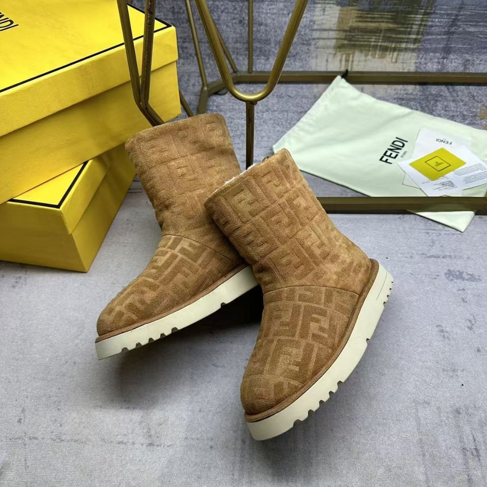 F**di Apres Chic Brown Ff Chamois Low Boots 8T8606Asa1F0C23