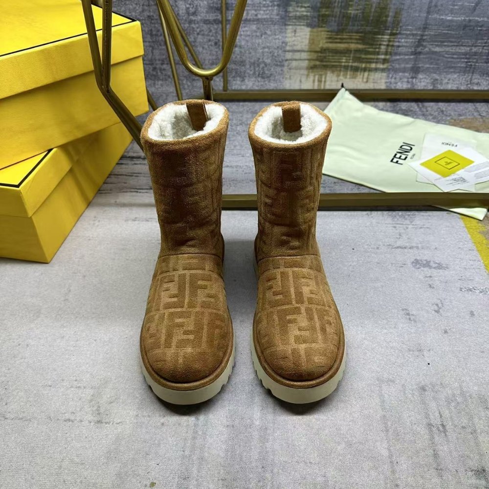 F**di Apres Chic Brown Ff Chamois Low Boots 8T8606Asa1F0C23