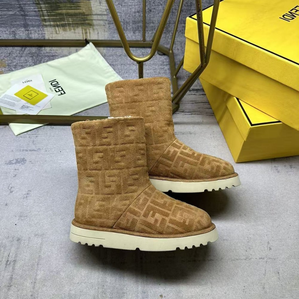 F**di Apres Chic Brown Ff Chamois Low Boots 8T8606Asa1F0C23