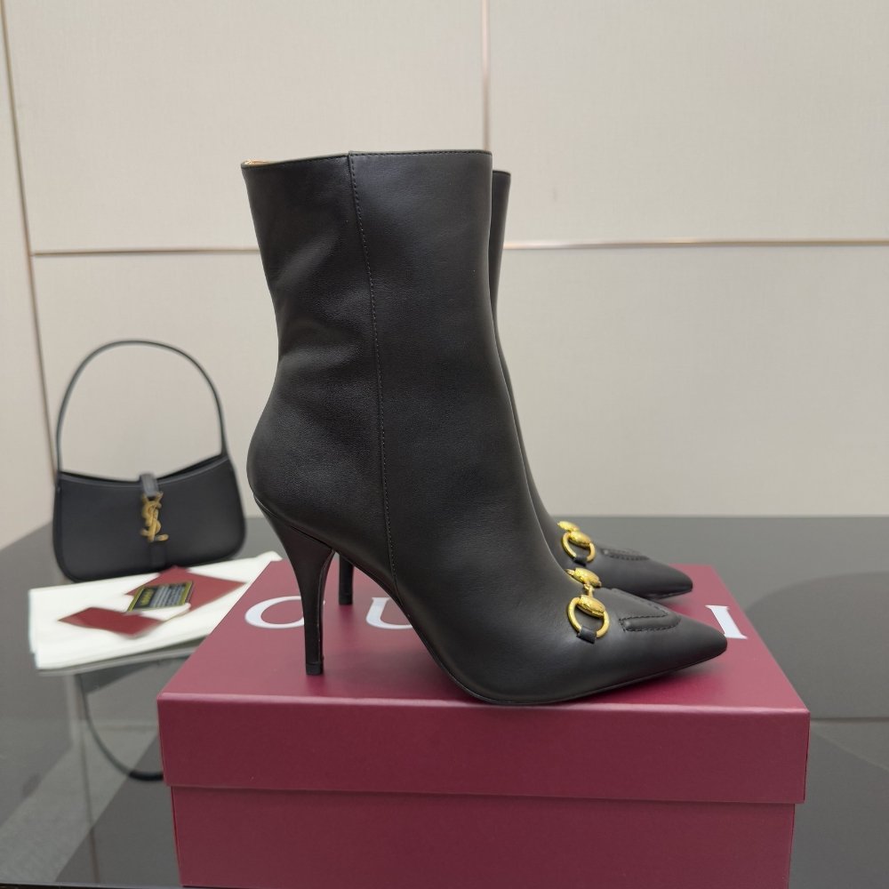 Gvc*1 Women Ankle Boot With Horsebit Black Leather 835741 Bko00 1000