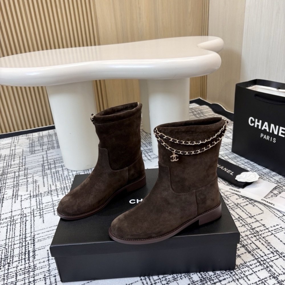 Ch**el Suede Ankle Boots Brown