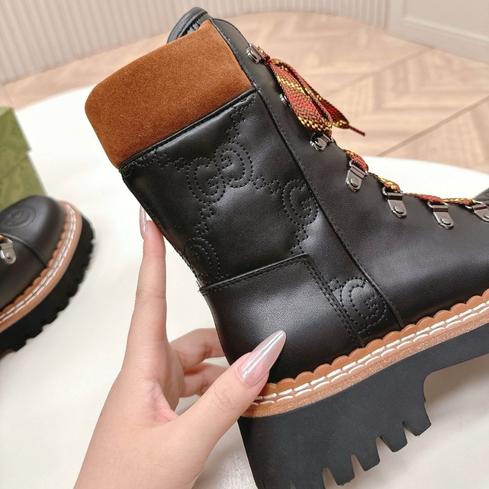 Gvc*1 Women Lace Up Ankle Boot Black And Tan 758284 Aacm1 1046