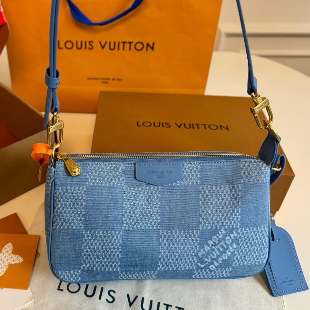 L0vis Vvtt0n Pochette Accessories Xl Damier Denim Blue 28Cm N00204