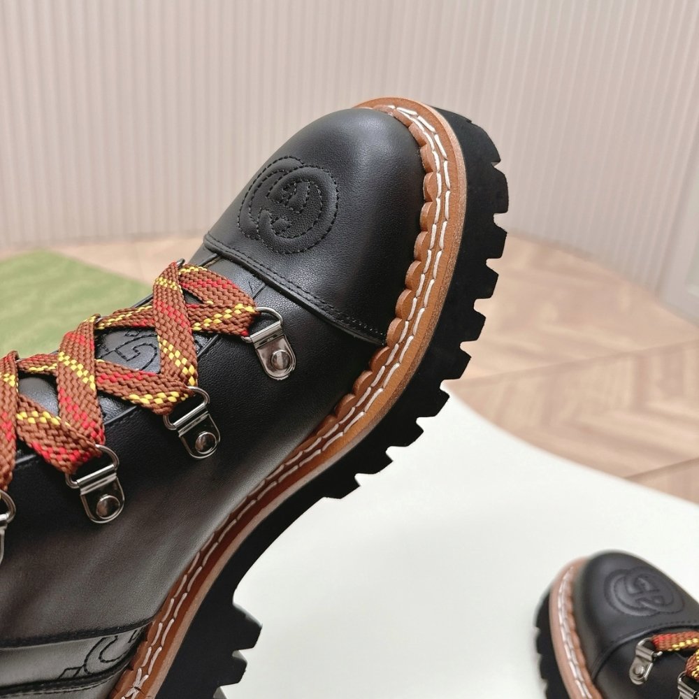 Gvc*1 Women Lace Up Ankle Boot Black And Tan 758284 Aacm1 1046