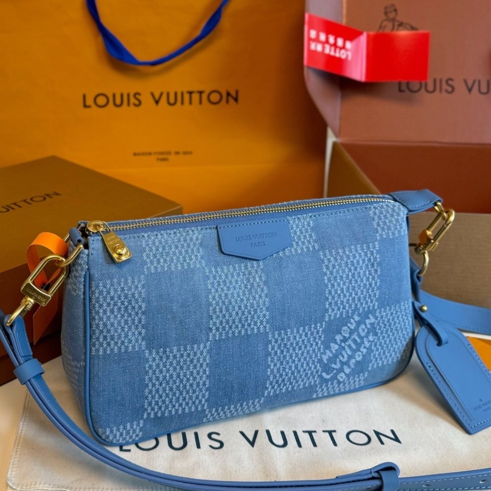 L0vis Vvtt0n Pochette Accessories Xl Damier Denim Blue 28Cm N00204