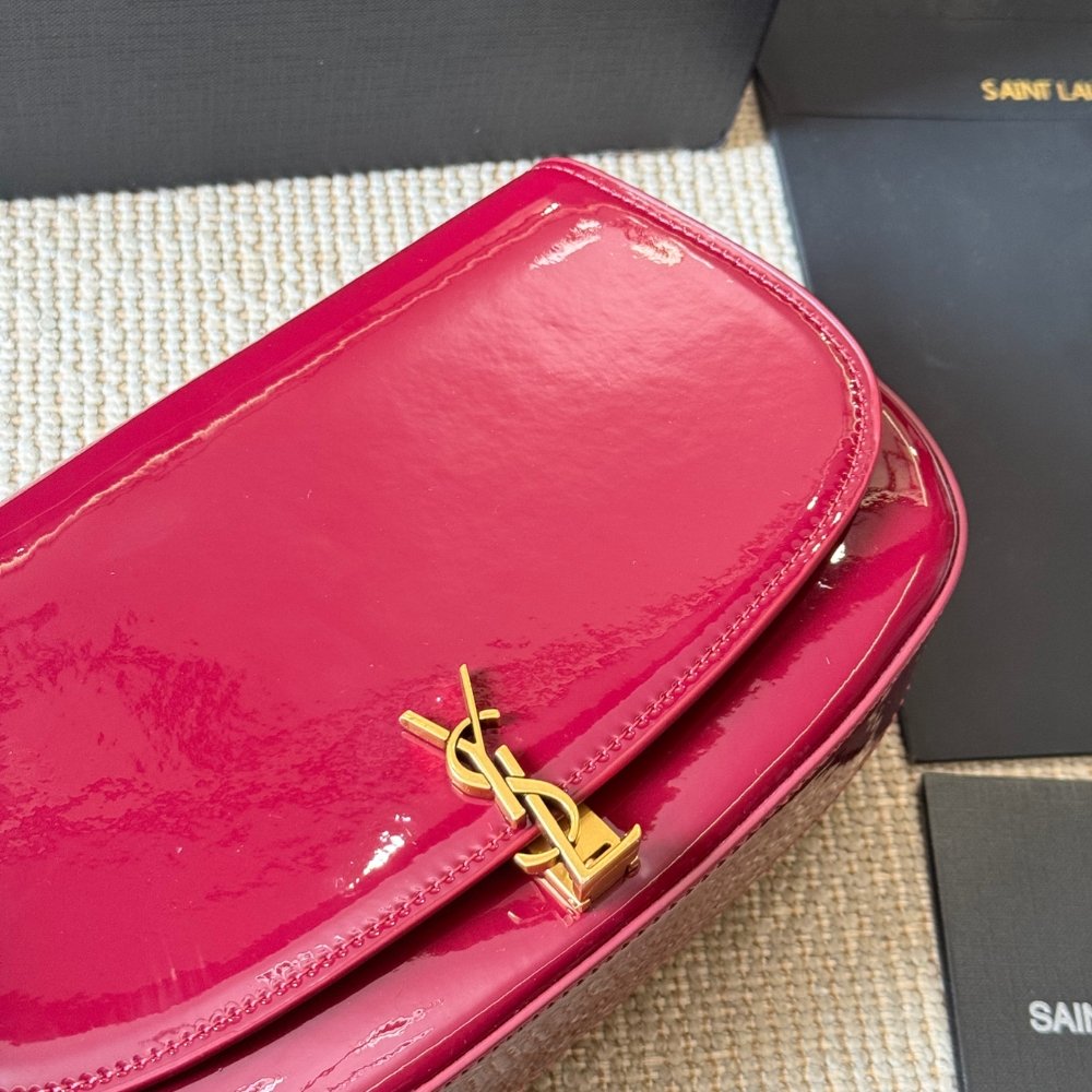 Sa1nt Lau*nt Mini Voltaire In Patent Leather Gloss Burgundy 21Cm 779642Aaex26290