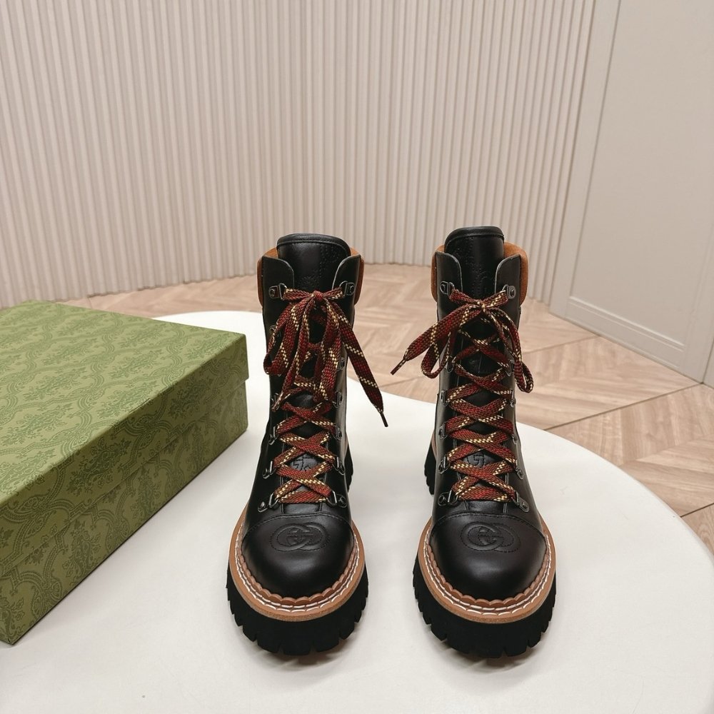 Gvc*1 Women Lace Up Ankle Boot Black And Tan 758284 Aacm1 1046