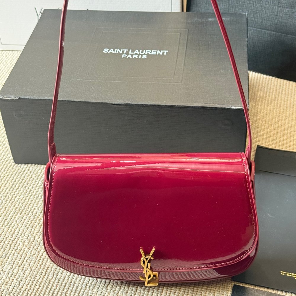 Sa1nt Lau*nt Mini Voltaire In Patent Leather Gloss Burgundy 21Cm 779642Aaex26290