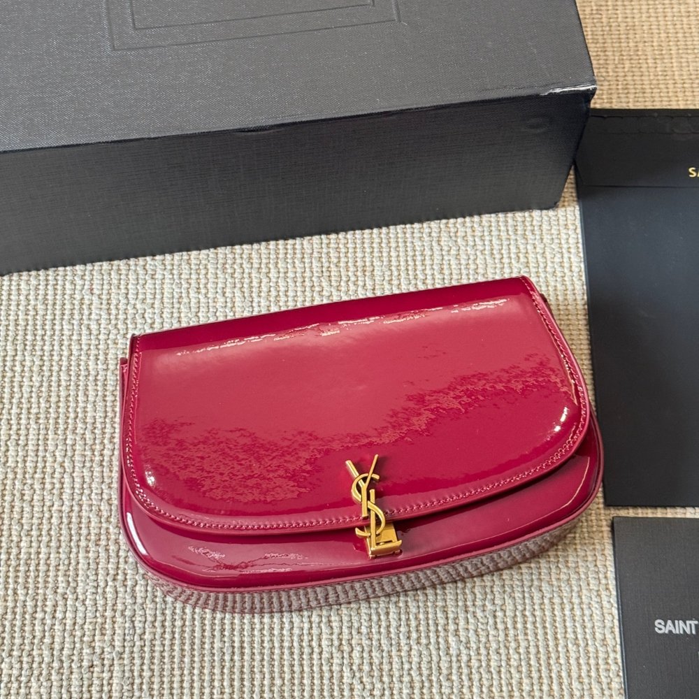 Sa1nt Lau*nt Mini Voltaire In Patent Leather Gloss Burgundy 21Cm 779642Aaex26290