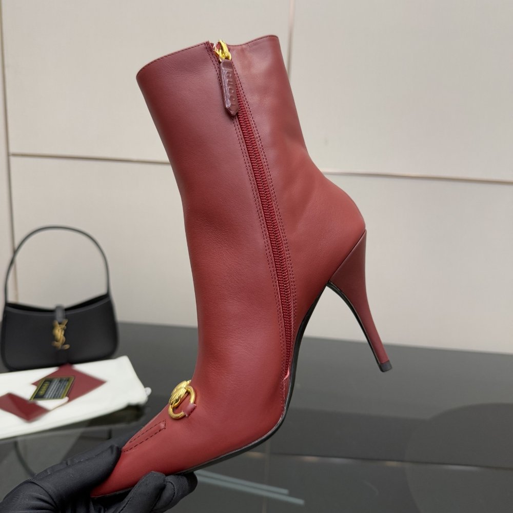 Gvc*1 Women Ankle Boot With Horsebit Rosso Ancora Red 835741 Bko00 6207