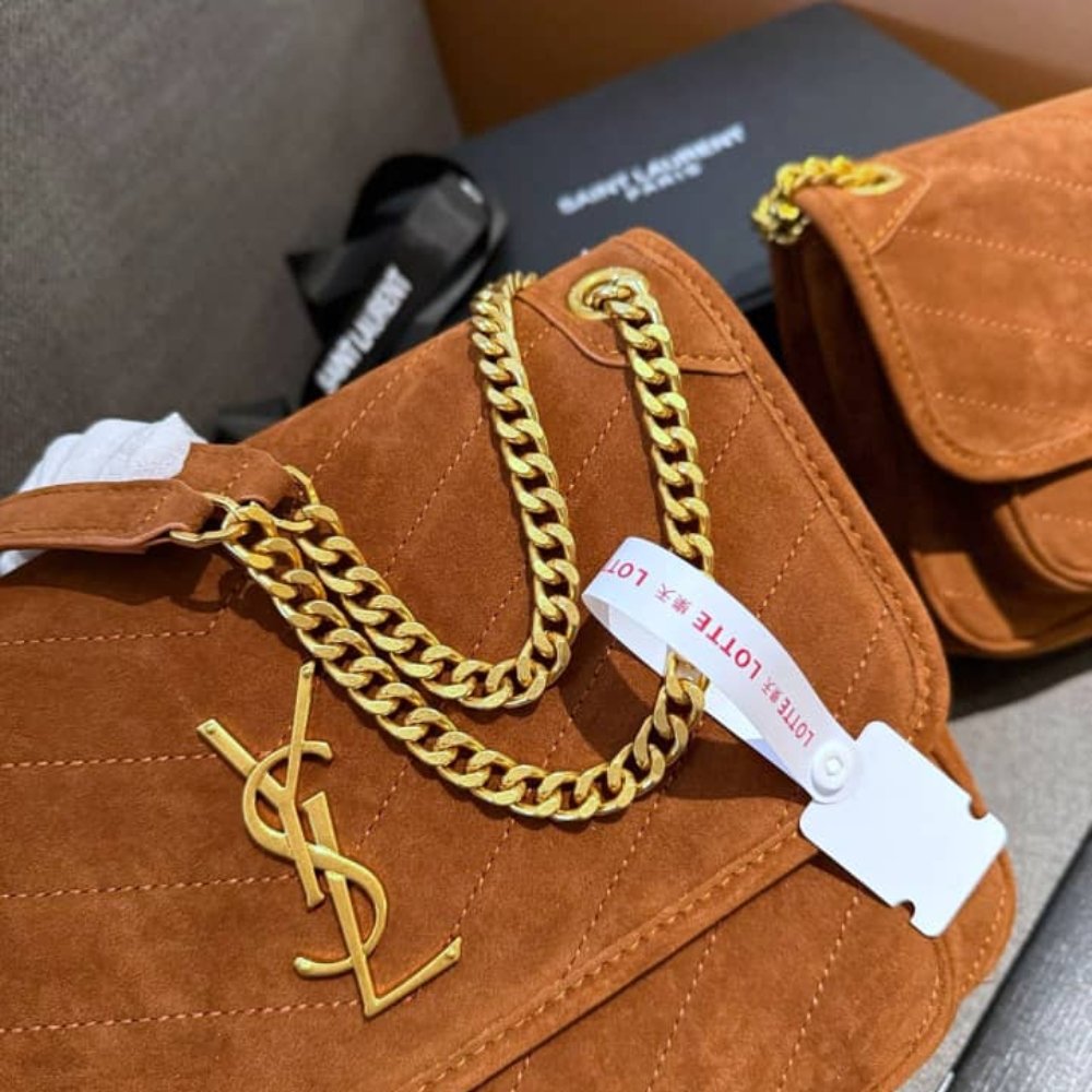 Sa1nt Lau*nt Niki Baby Chain Bag In Suede Brown 28Cm 6237483