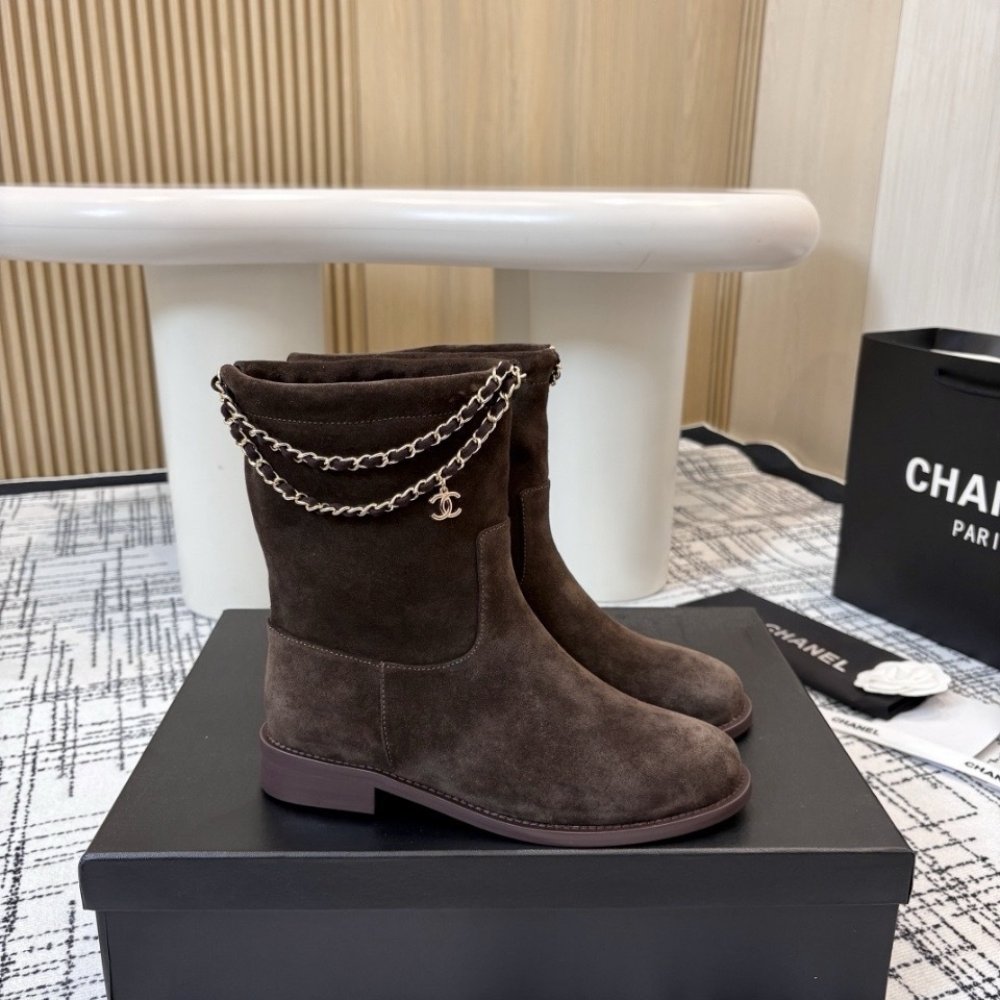 Ch**el Suede Ankle Boots Brown