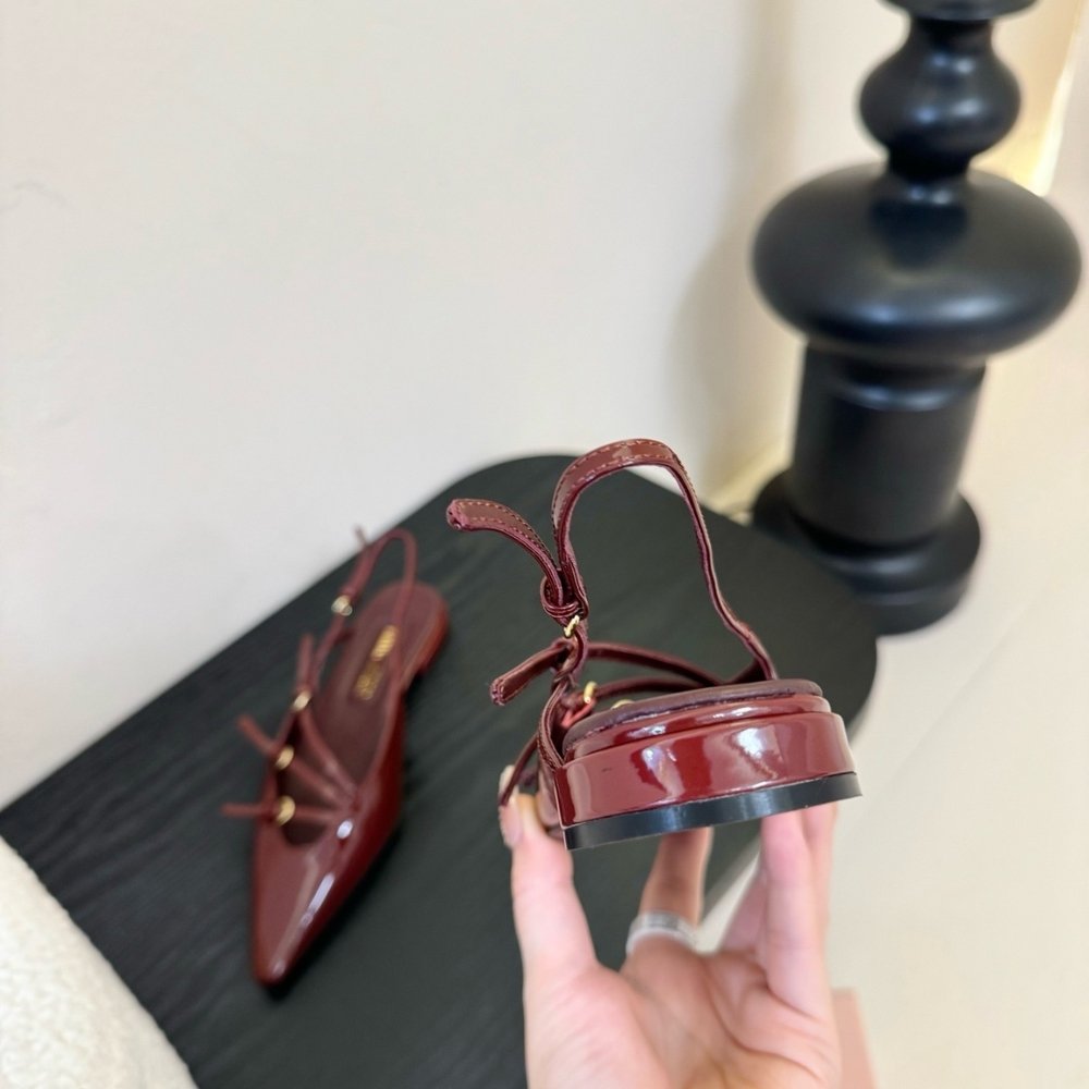 M1um1u Leather Slingback Ballerinas With Buckles Red 5F476E 069 F0D27 F 010