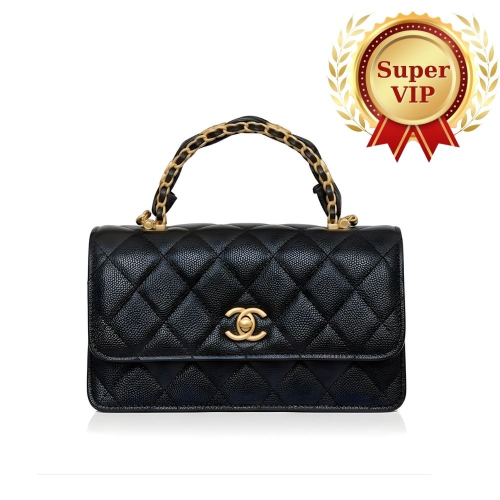 [S*per Vip 1:1] Ch**el Wallet On Chain Black Leather With Gold Tone Metal 18cm