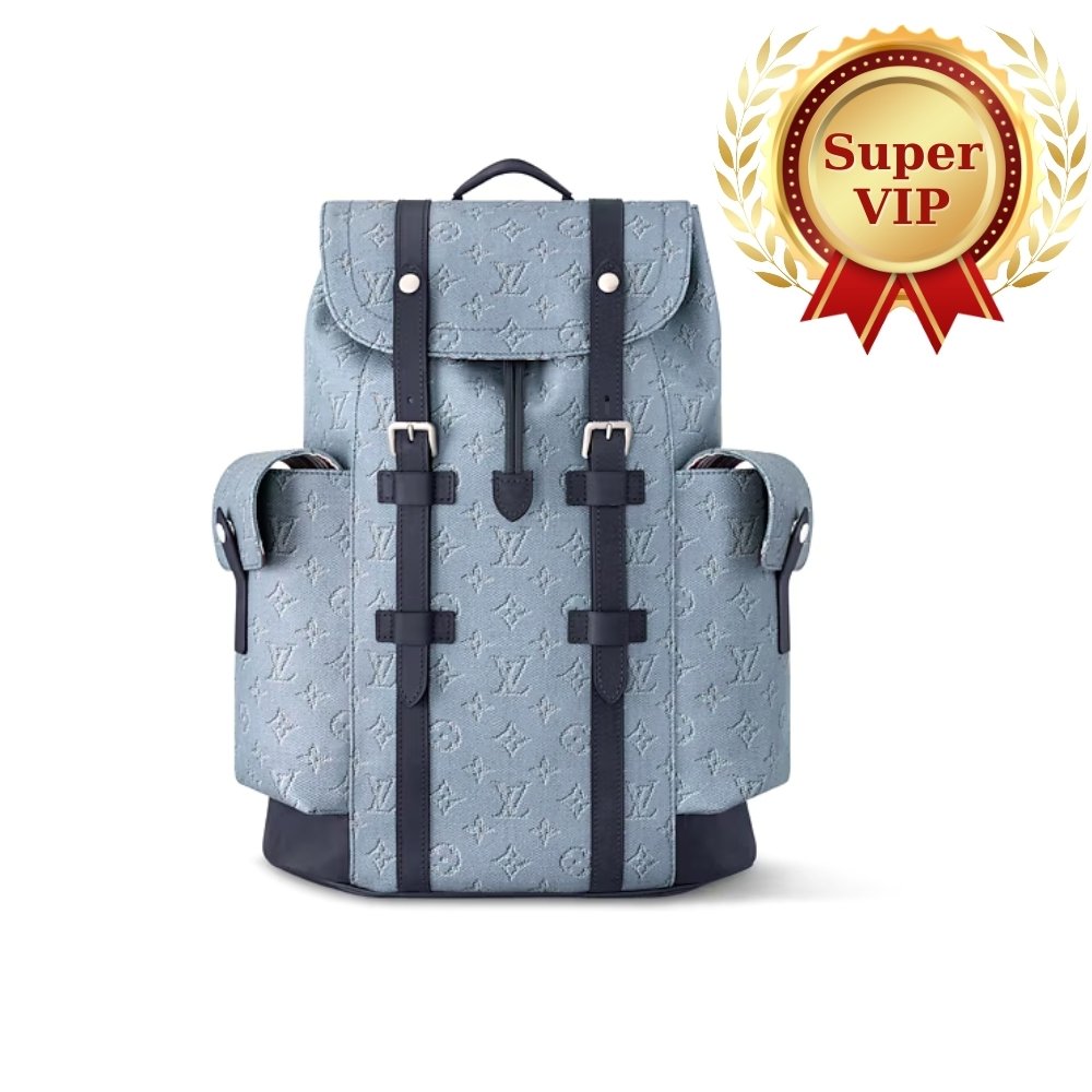 [S*per Vip 1:1] L0vis Vvtt0n Christopher MM Backpack Monogram Heritage Blue 44Cm M14676