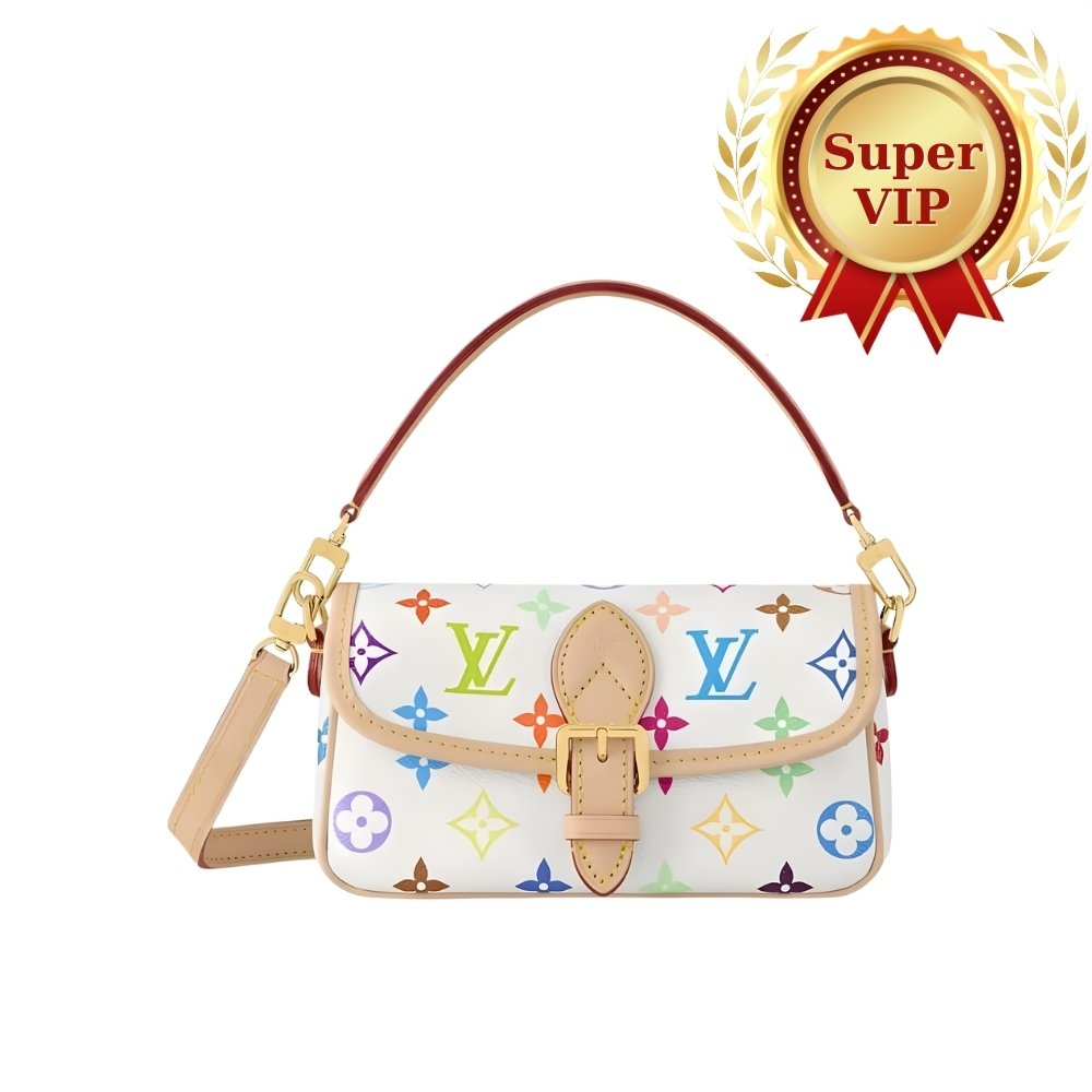 [S*per Vip 1:1] L0vis Vvtt0n X Takashi Murakami Nano Diane Bag Multicolored Blanc 19Cm M14194