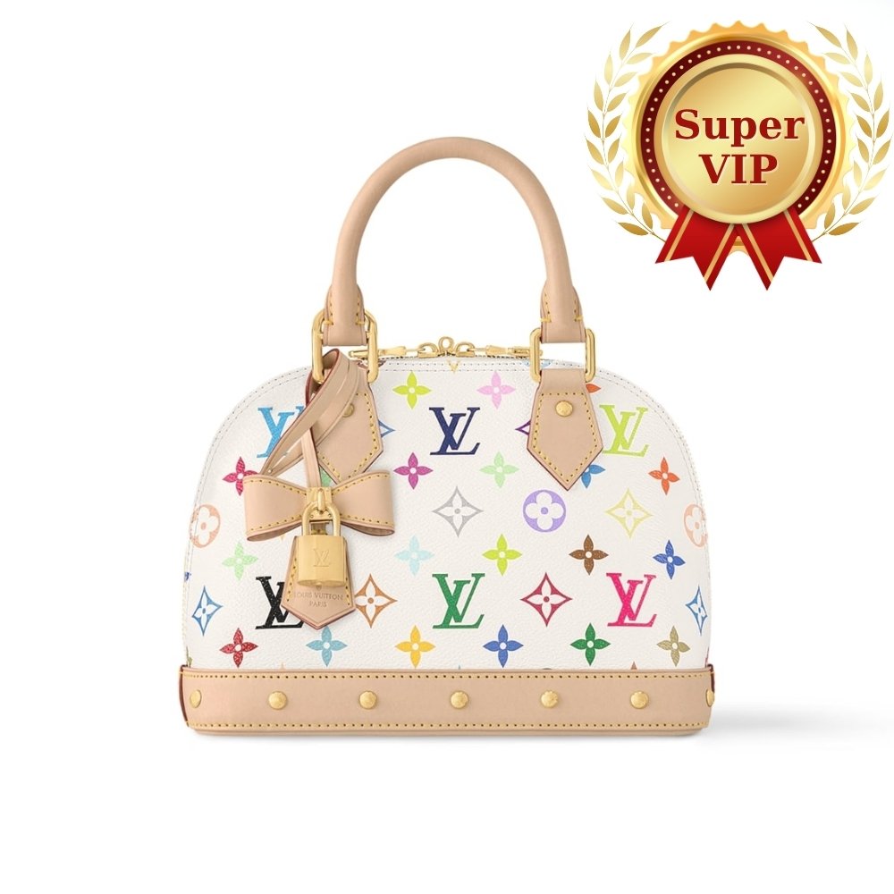 [S*per Vip 1:1] L0vis Vvtt0n X Takashi Murakami Alma BB Bag White Multicolor 23Cm M13078