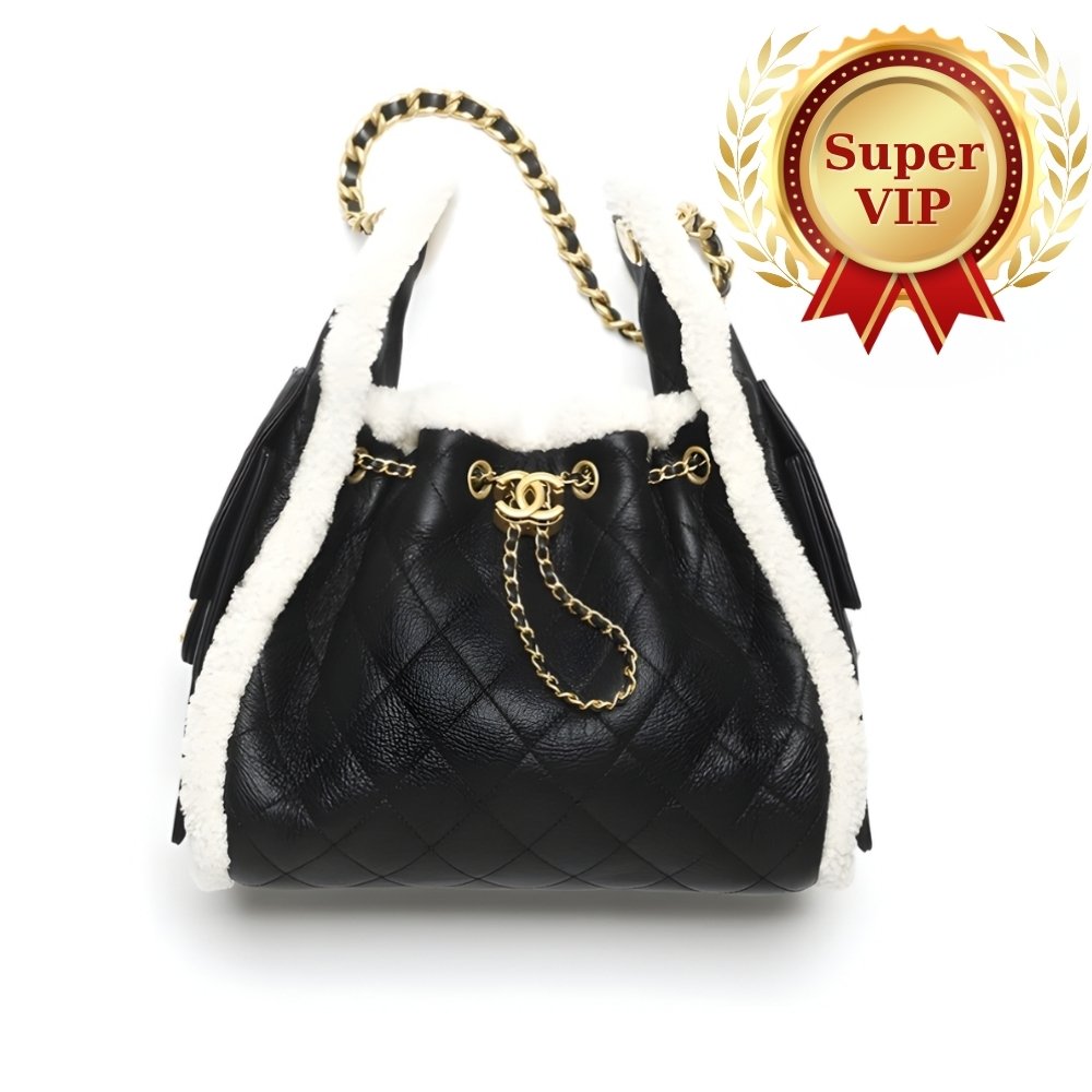 [S*per Vip 1:1] Ch**el 25 Small Handbag Gold Tone Metal Black And White 26Cm As5293 B22309 U4139