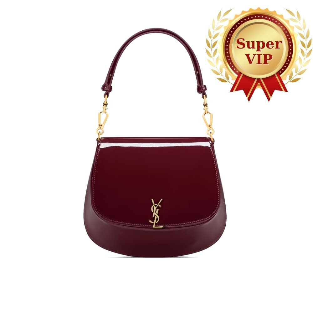 [S*per Vip 1:1] Sa1nt Lau*nt Mini Voltaire Top Handle Bag In Patent Leather Dark Red Wine 21Cm 800846Bmiiw6413
