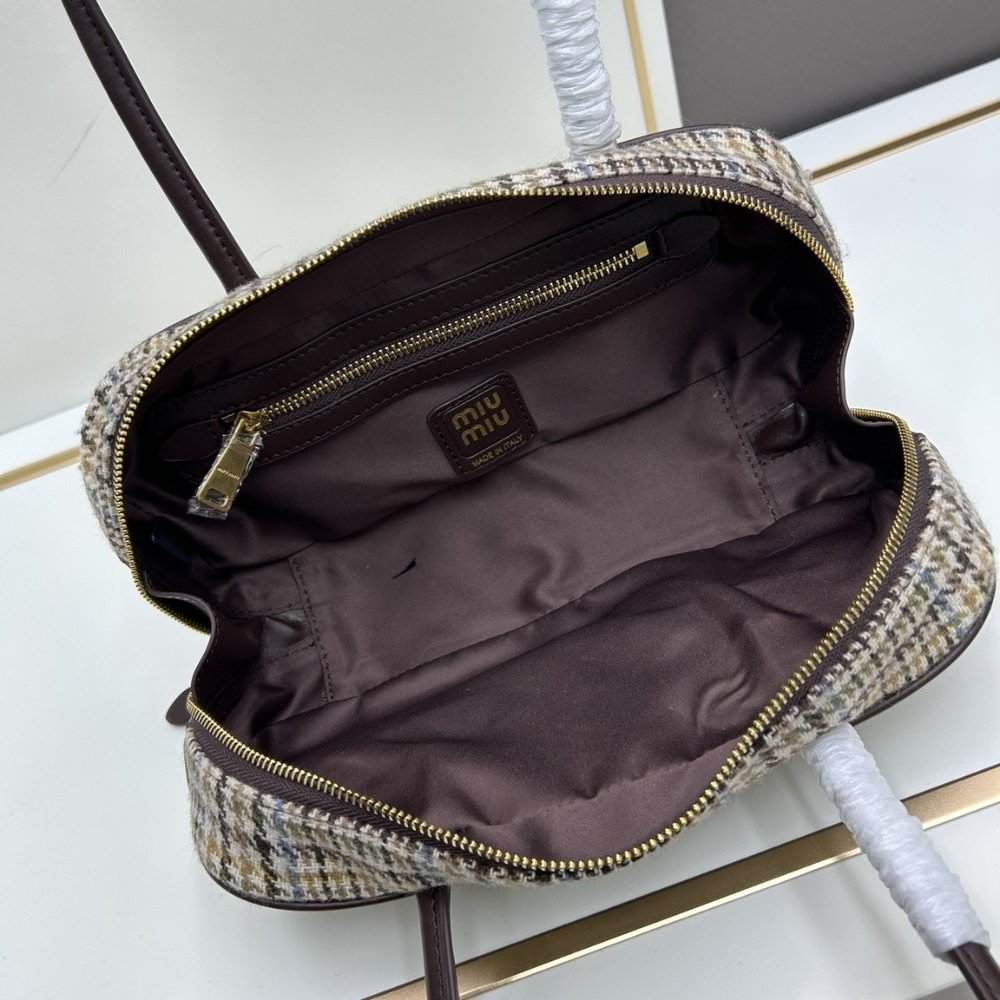 Miu Miu Beau Top Handle Tratan Bag Beige 28Cm