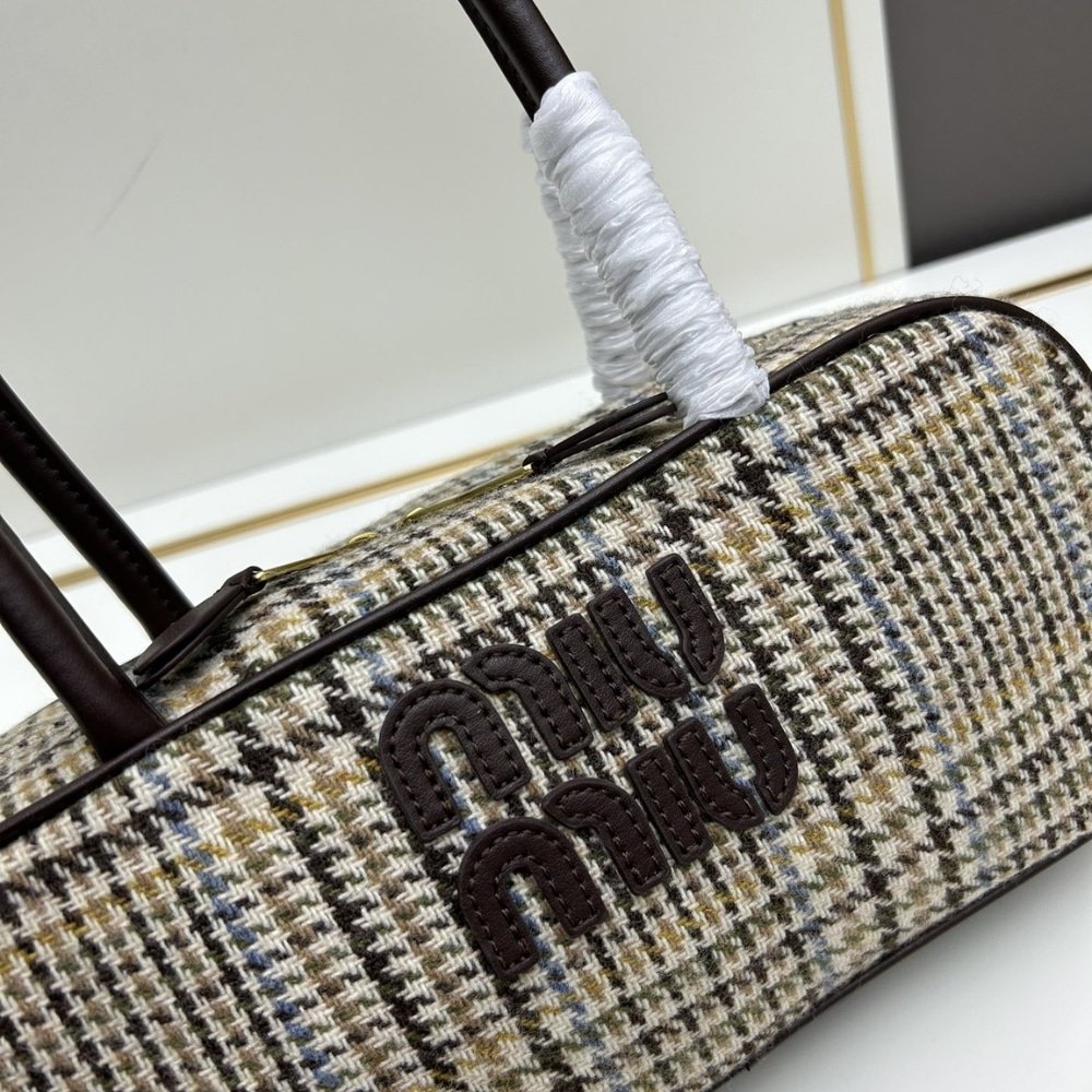 Miu Miu Beau Top Handle Tratan Bag Beige 28Cm