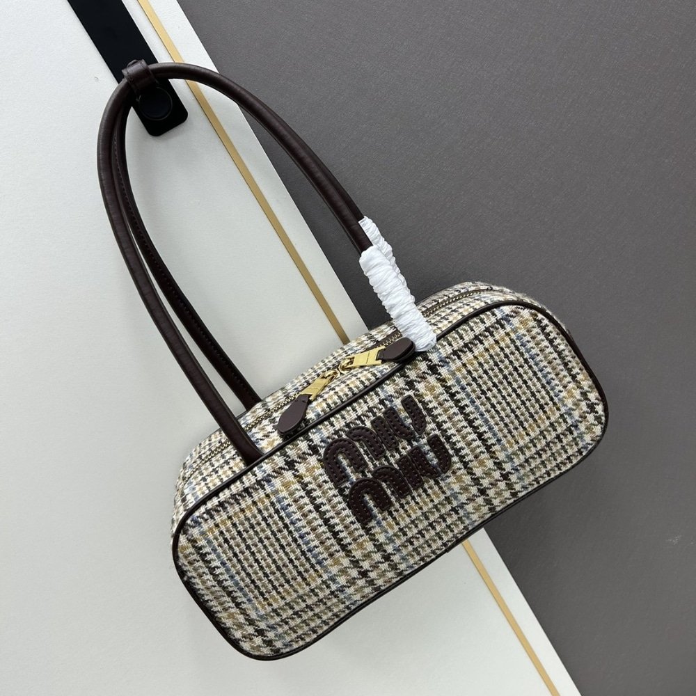 Miu Miu Beau Top Handle Tratan Bag Beige 28Cm