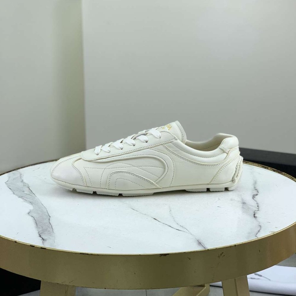 Pra*a Montecarlo Re Edition 2005 Antiqued Nappa Leather Sneakers Chalk White 4E1165 EFX F0K74 F G000