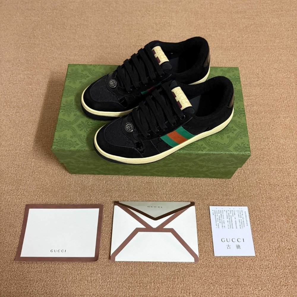 Gvc*1 Women Screener Sneaker Black Leather 840305 FAES7 1059