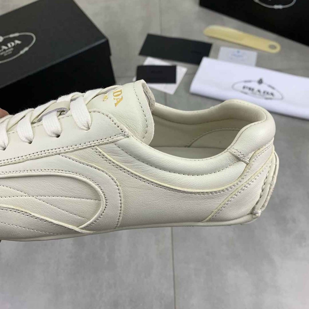 Pra*a Montecarlo Re Edition 2005 Antiqued Nappa Leather Sneakers Chalk White 4E1165 EFX F0K74 F G000