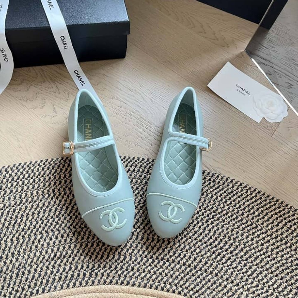 Ch**el Mary Jane Ballet Flat Light Blue