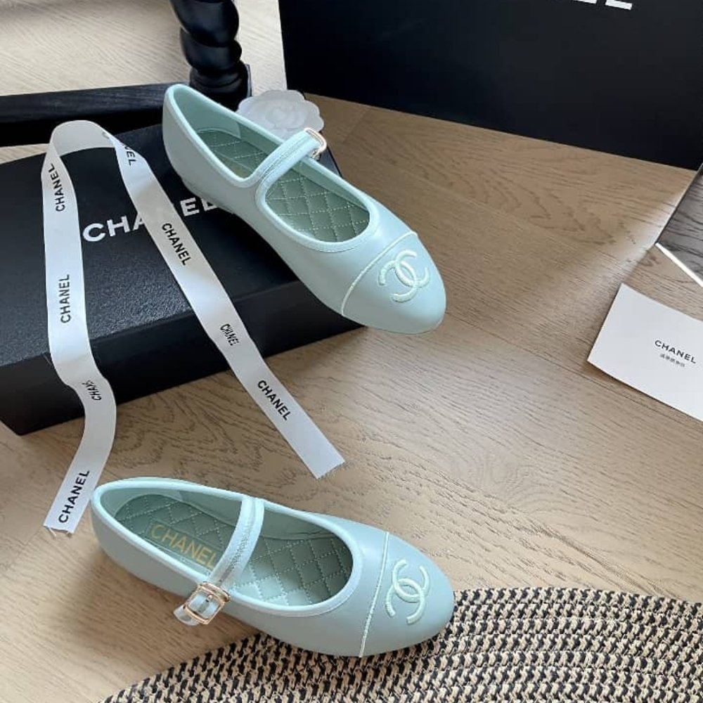 Ch**el Mary Jane Ballet Flat Light Blue
