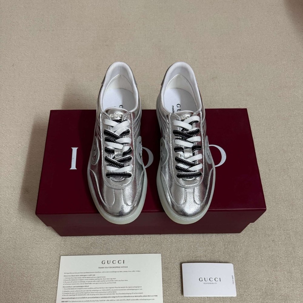 Gvc*1 Women G75 Sneaker Silver Textured Leather ‎857910 AAFL8 8151