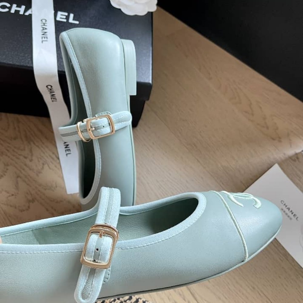Ch**el Mary Jane Ballet Flat Light Blue