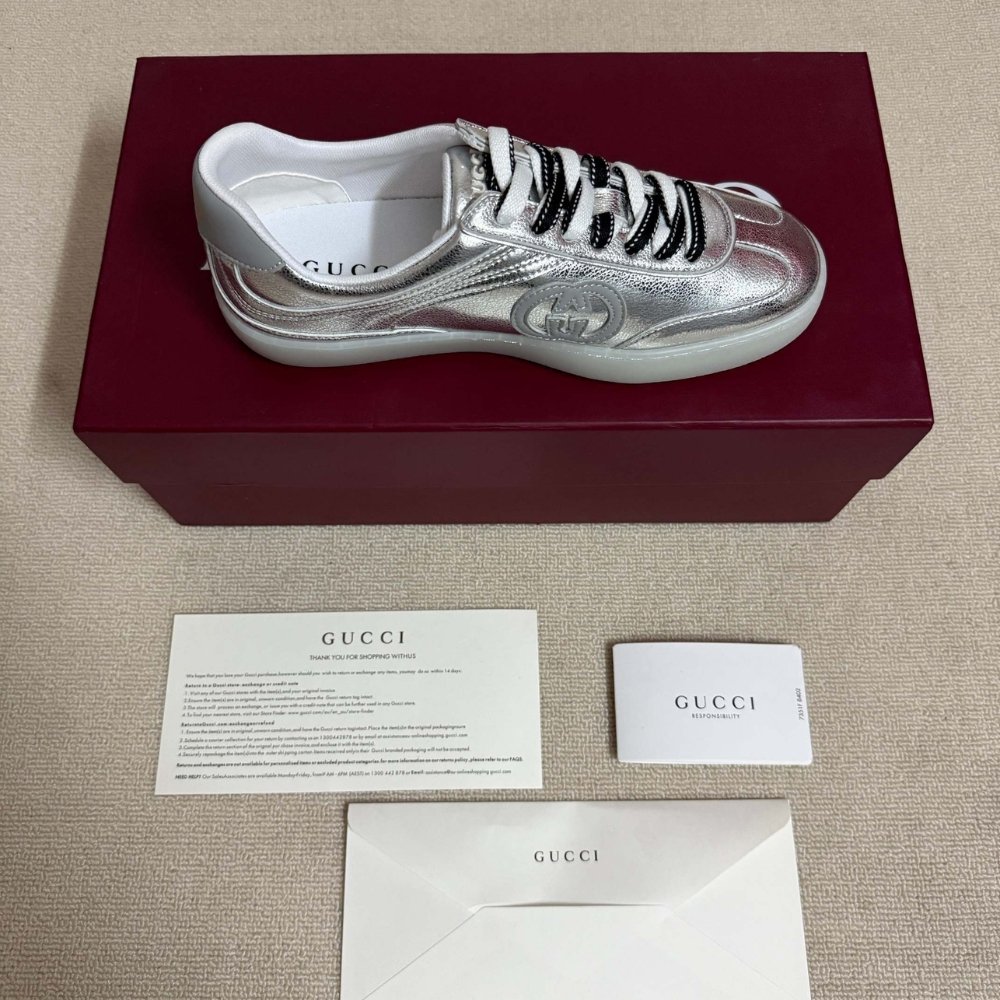 Gvc*1 Women G75 Sneaker Silver Textured Leather ‎857910 AAFL8 8151