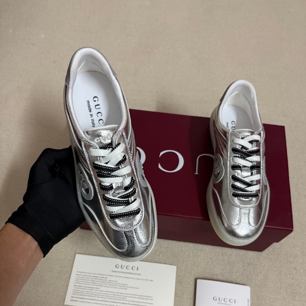 Gvc*1 Women G75 Sneaker Silver Textured Leather ‎857910 AAFL8 8151