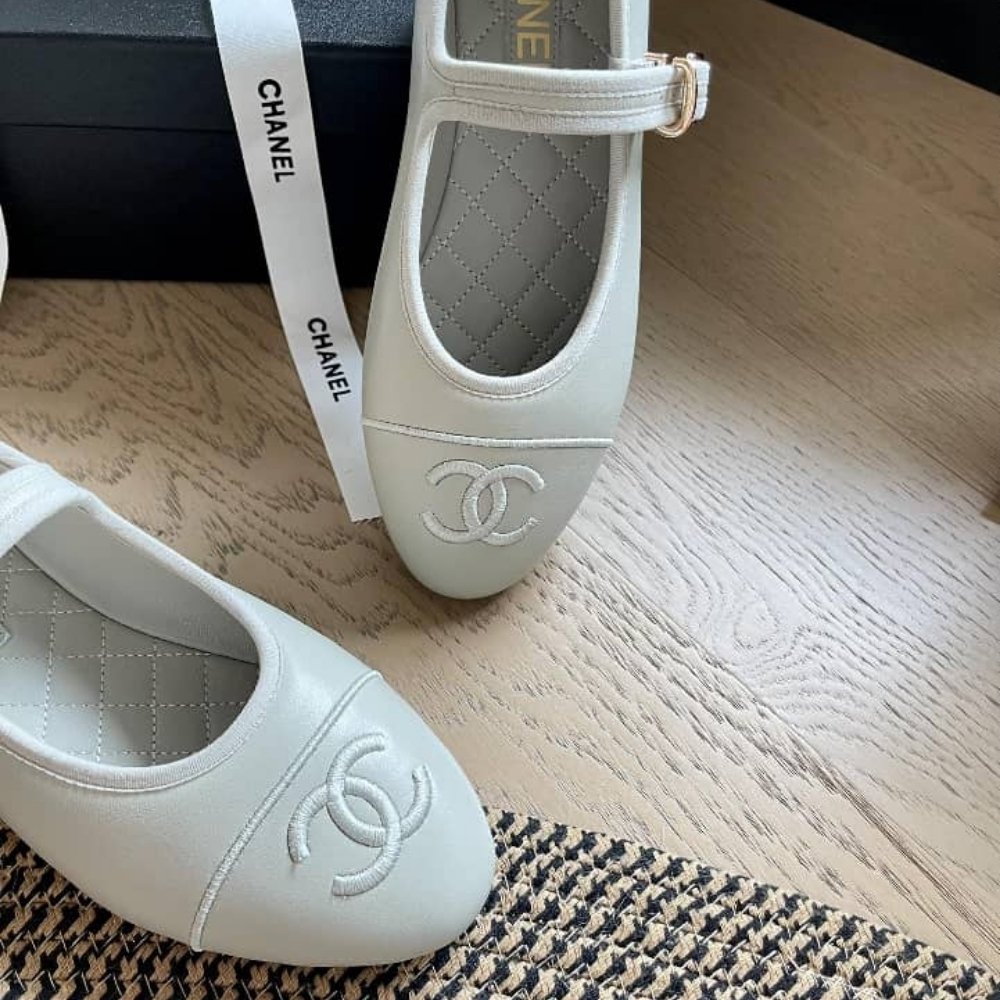 Ch**el Mary Jane Ballet Flat Pure Light Blue