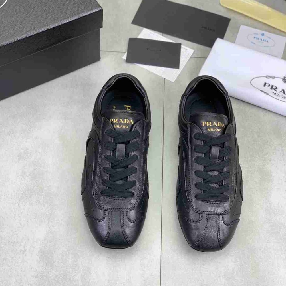 Pra*a Montecarlo Re Edition 2005 Antiqued Nappa Leather Sneakers Black 4E1165 EFX F0002 F G000