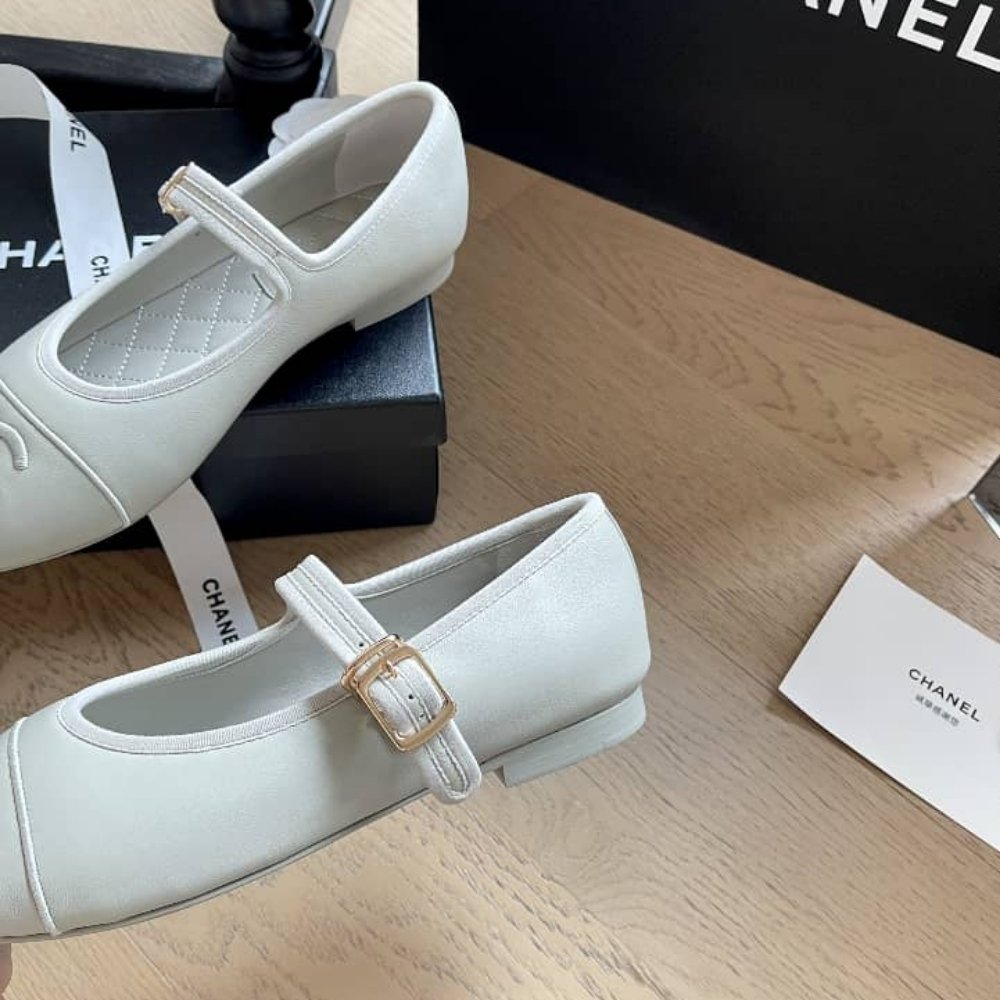 Ch**el Mary Jane Ballet Flat Pure Light Blue