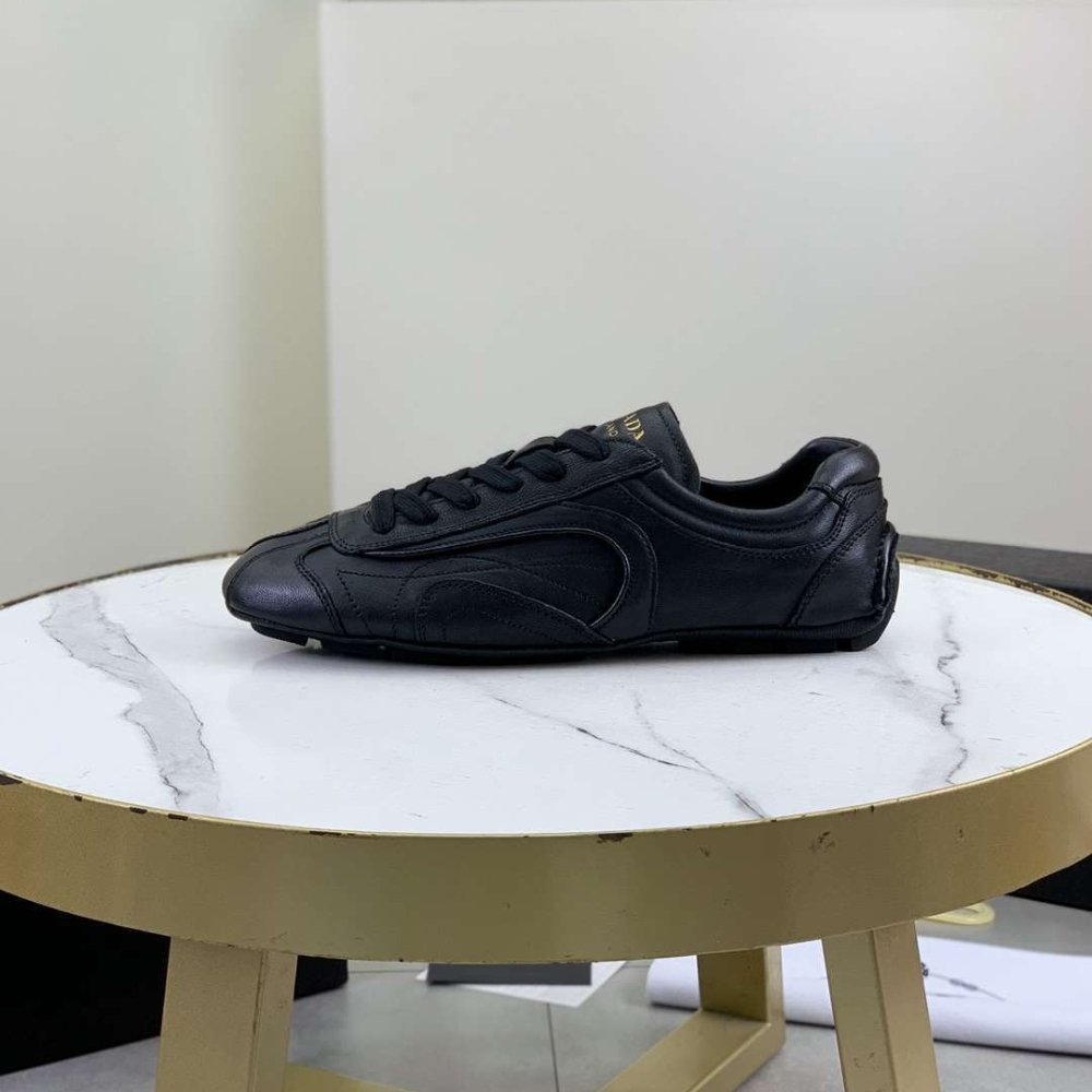 Pra*a Montecarlo Re Edition 2005 Antiqued Nappa Leather Sneakers Black 4E1165 EFX F0002 F G000
