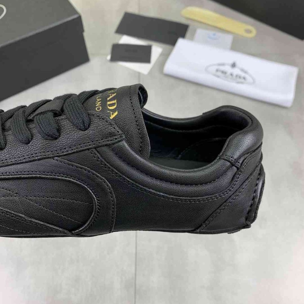 Pra*a Montecarlo Re Edition 2005 Antiqued Nappa Leather Sneakers Black 4E1165 EFX F0002 F G000