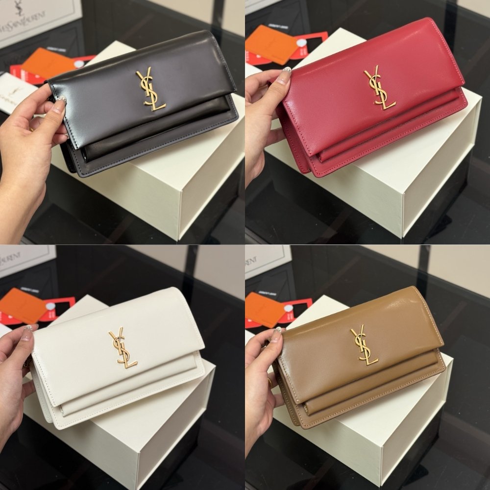 Sa1nt Lau*nt Sunset Clutch Black Leather 22Cm 8109970SX0W 1000