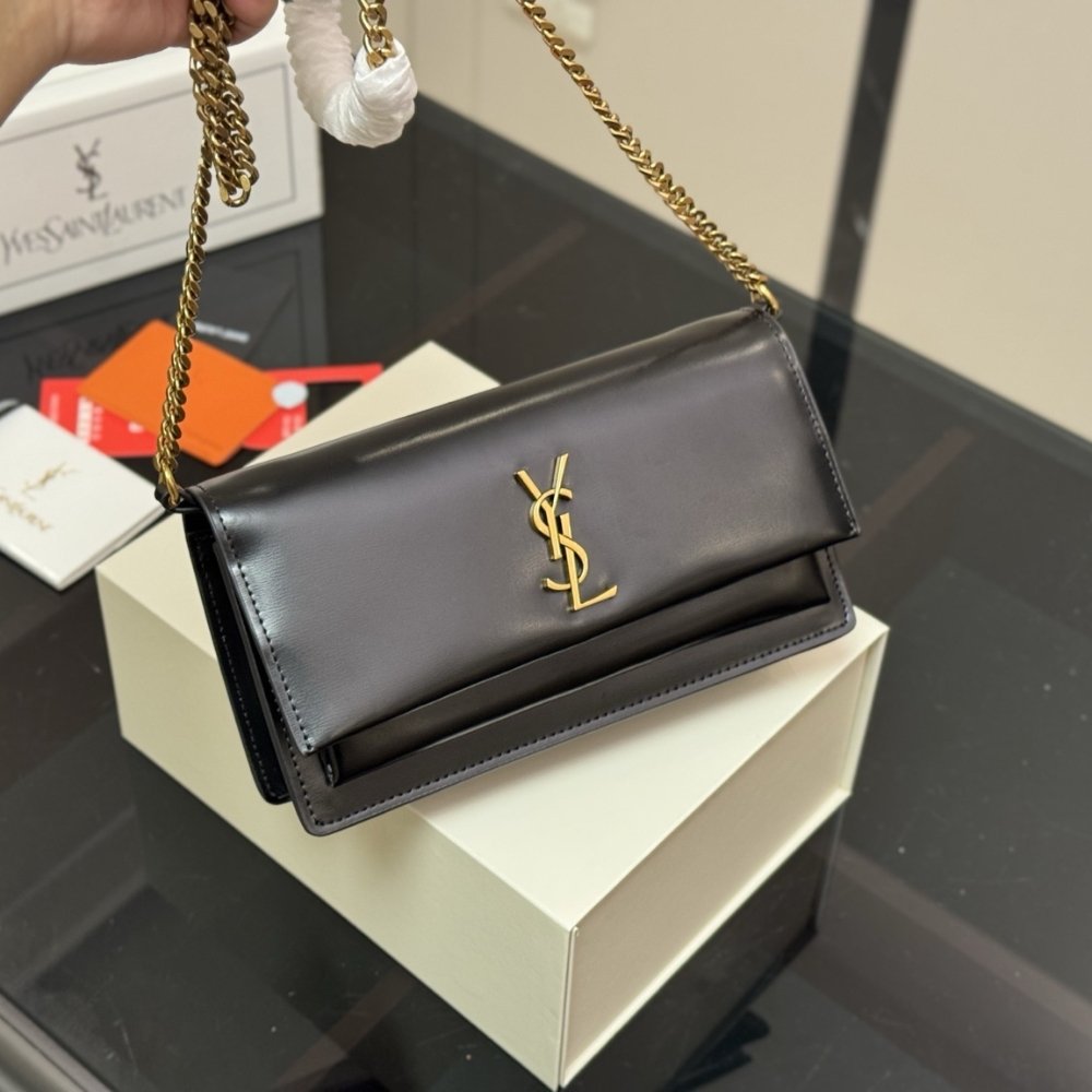 Sa1nt Lau*nt Sunset Clutch Black Leather 22Cm 8109970SX0W 1000