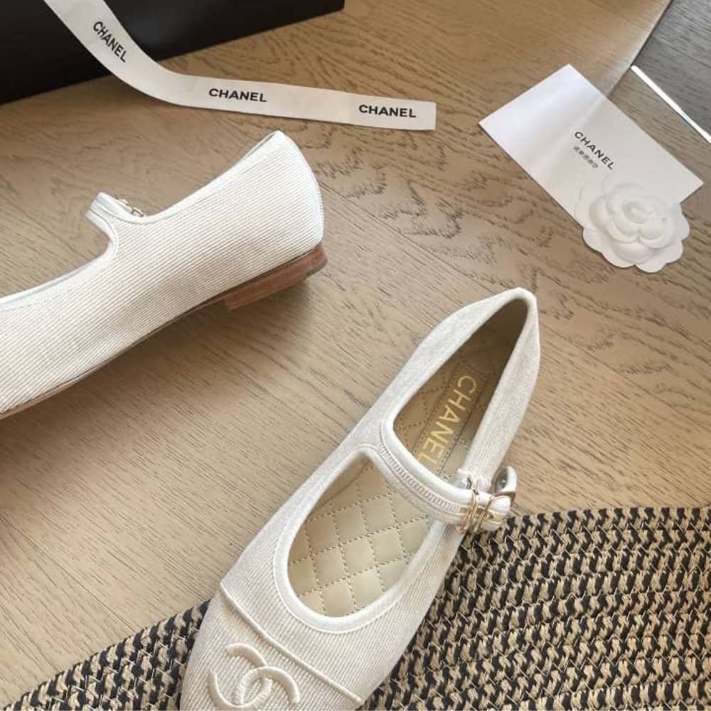 Ch**el Mary Jane Ballet Flat Beige