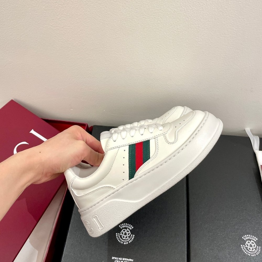 Gvc*1 Women Chunky Trainers White Leather 848307 UPG40 9064
