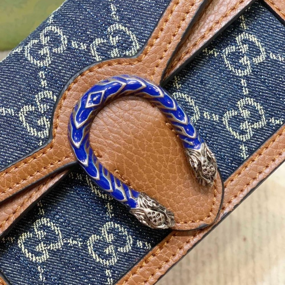 Gvc*1 Dionysus S*per Mini Denim Dark Blue And Brown 16Cm 476432 2KQFN 4483