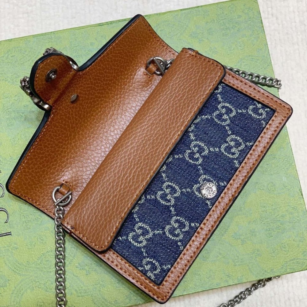 Gvc*1 Dionysus S*per Mini Denim Dark Blue And Brown 16Cm 476432 2KQFN 4483