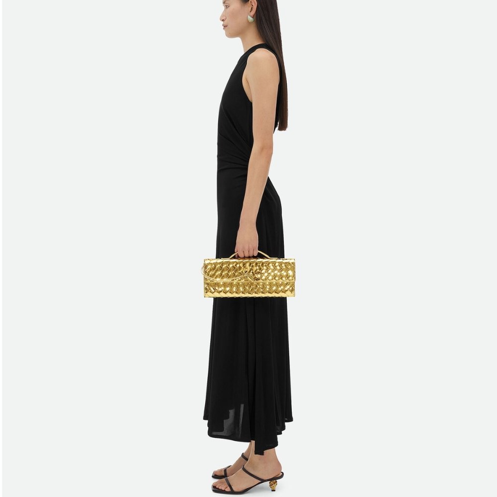 B0tt*ga Ven*ta Andiamo Clutch Gold 31Cm 741511V4P128922