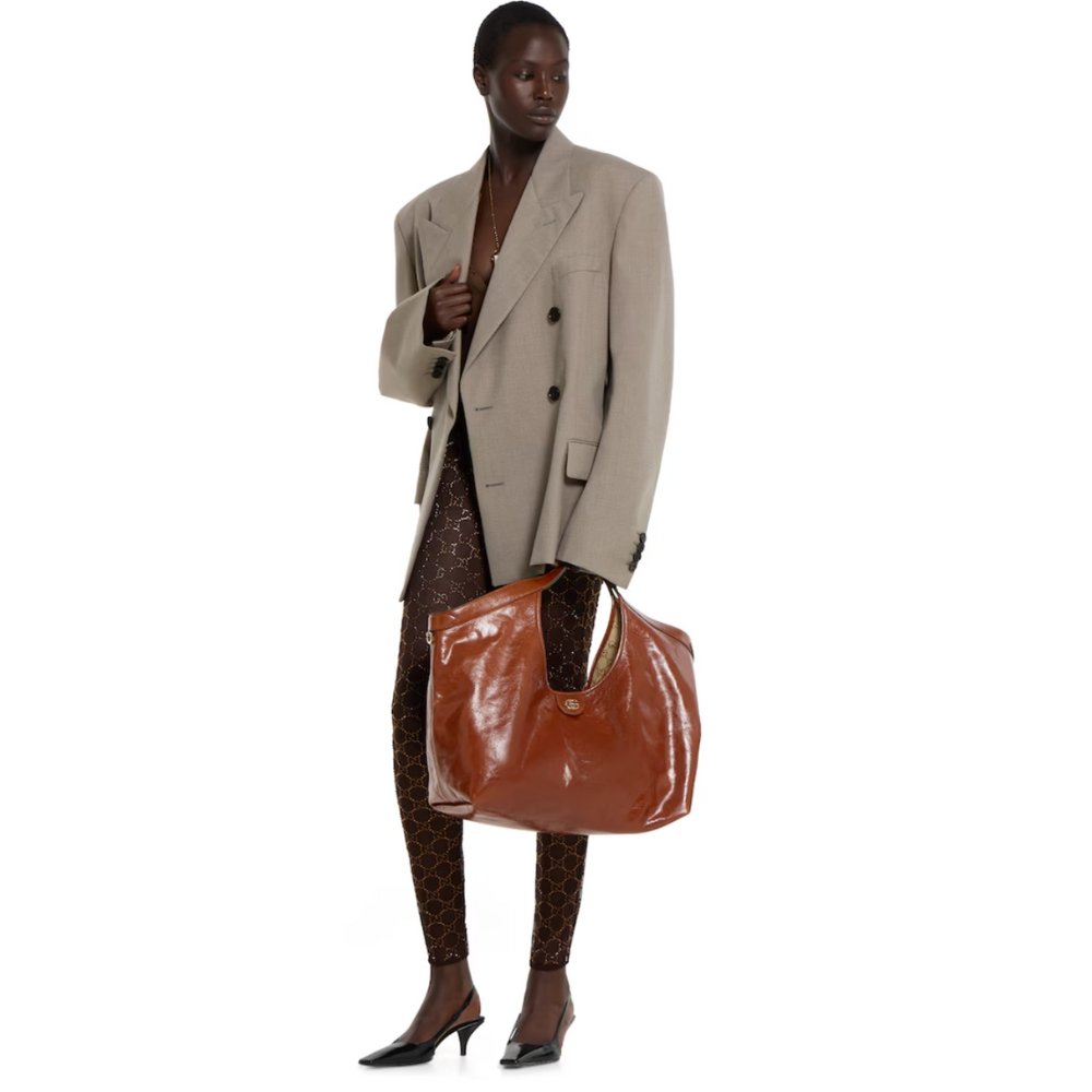 Gvc*1 Giglio Large Tote Bag Dark Brown Leather 60Cm 853971 AAF2H 7645